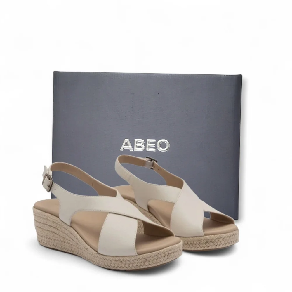 ABEO Riviera Cross Espadrille Sandal‎ Off White Cream New Sz 5 Platform Comfort